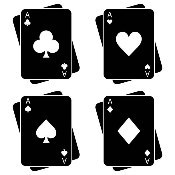 значок игровых карт на белом фоне - pair of aces stock illustrations