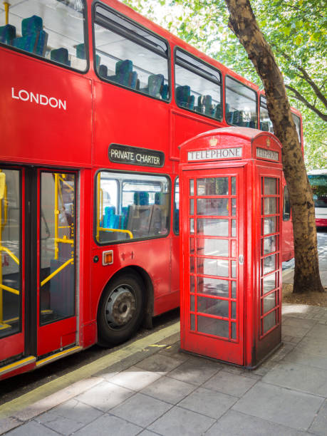 istock a red bus and typical phone box of London 1073002656