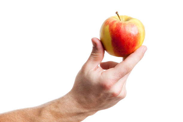 istock an apple holding by a male hand 1073002682