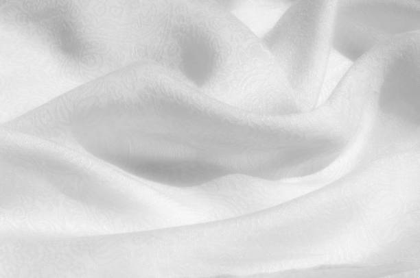 istock Texture, background, pattern. Fabric - silk light. Italian white fabric with white tones is a small floral pattern. Solid Silk Charmeuse fabric - light silver lining 1073004632