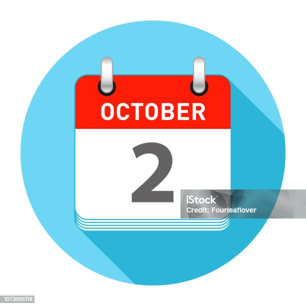 October 2 Vector October 2 Single Day Calendar Flat Style Stock Illustration - Download ...