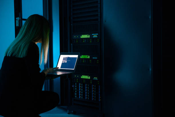 istock Female IT Professional Connecting to a Supercomputer With Laptop 1073008990