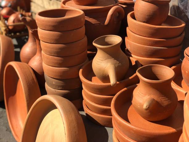 istock Earthenware For Sale At Market Stall 1073016396