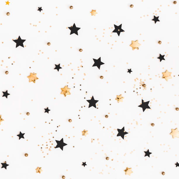 istock Christmas composition. Christmas golden and black decorations on white background. Flat lay, top view 1073020382