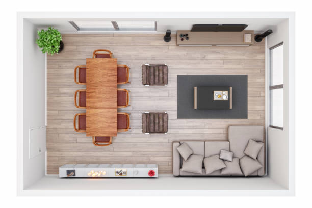 3D Plan Of A Living Room From Top View