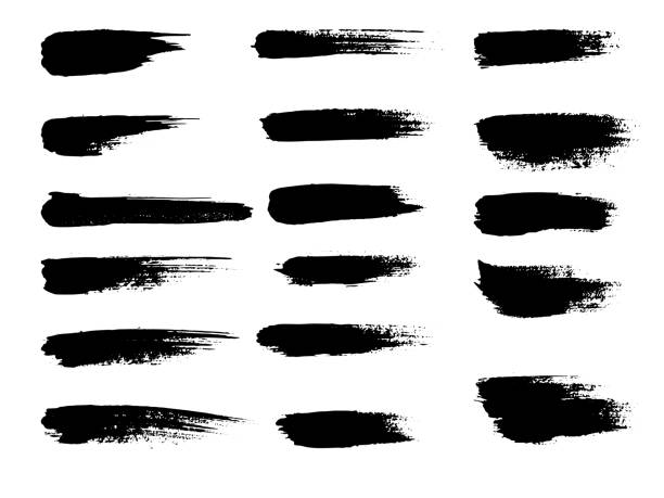 Painted grunge stripes set. Black labels, background, paint texture. Brush strokes vector. Handmade design elements Painted grunge stripes set. Black labels, background, paint texture. Brush strokes vector. Handmade design elements splatters and brush textures stock illustrations