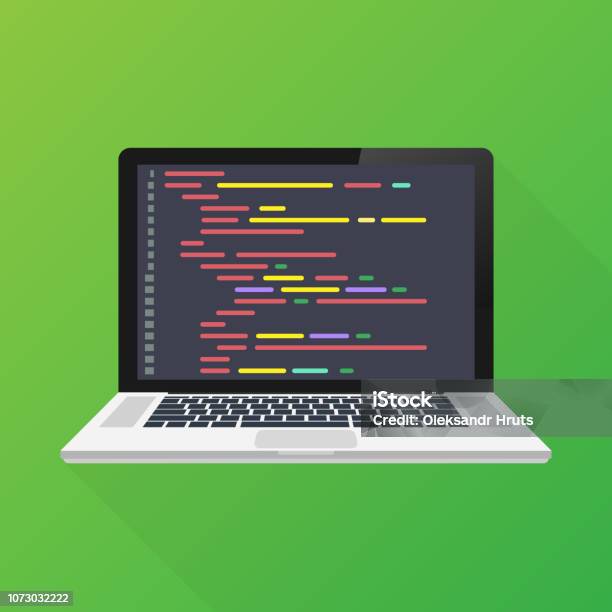 Vector Laptop Coding Concept Web Developer Design Programming Laptop ...