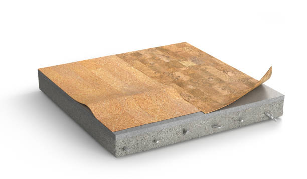 istock Floor layers. Piece of cork floor. 3d illustration 1073034564
