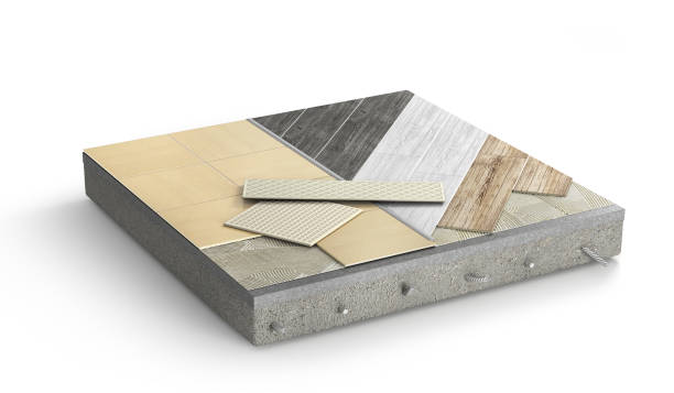 istock Floor layers. Piece of tile floor. 3d illustration 1073034692