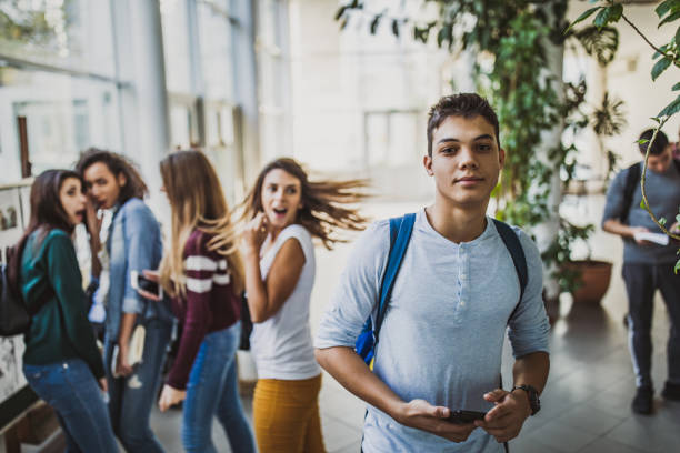 Happy group of students smiling outdoors