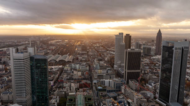 istock Financial district at sunset, Frankfurt am Main, Germany 1073040522