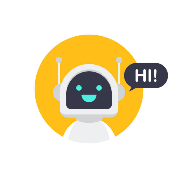 ilustrações, clipart, desenhos animados e ícones de ícone do robô. bot assina o projeto. conceito de símbolo chatbot. voz de robô de serviço de suporte. bot de suporte on-line. ilustração em vetor. - robótica