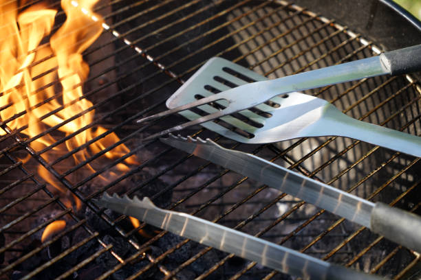 istock Glowing coals to hotdog grill with a charcoal 1073045036