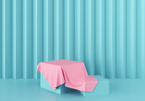 istock 3d Scene rendering of geometric shape abstract background with pastel blue color. 1073047468