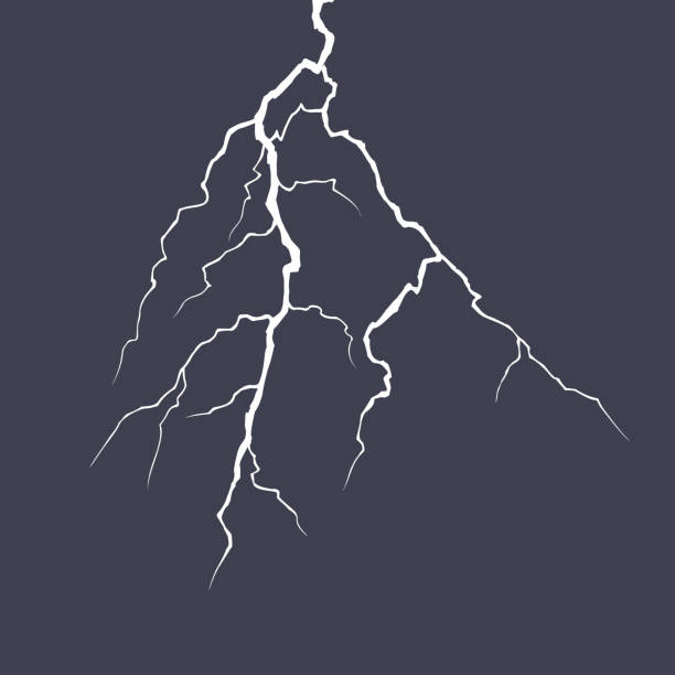 ilustrações de stock, clip art, desenhos animados e ícones de realistic vector lightning on checkered background. bright, electric lightning. vector illustration. - trovão