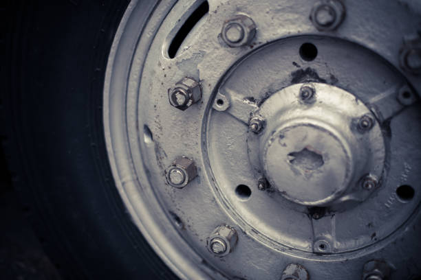 Close up shot of a used truck rim.