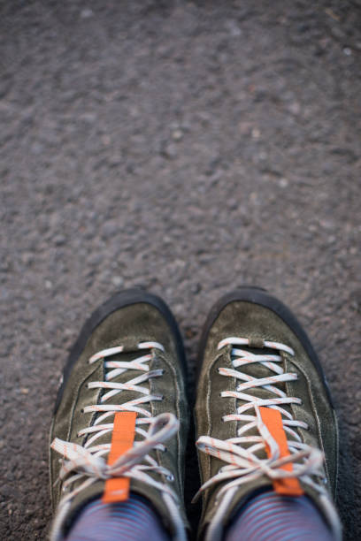 istock Worn shoes with shoe laces 1073058634