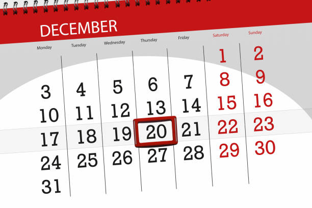 istock Calendar planner for the month december 2018, deadline day, thursday, 20 1073063706