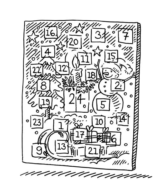 advent kalender-zeichnung - 1 advent stock-grafiken, -clipart, -cartoons und -symbole