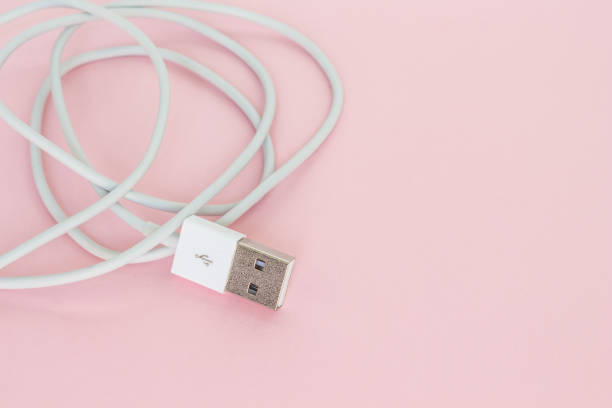 usb cable port charger on pink background