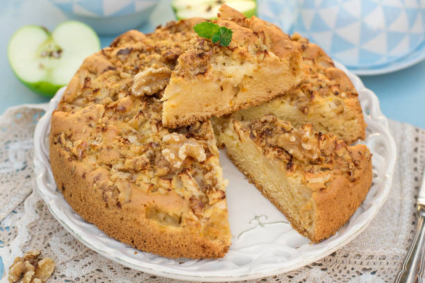 istock Sweet cake with apples and walnuts 1073074776