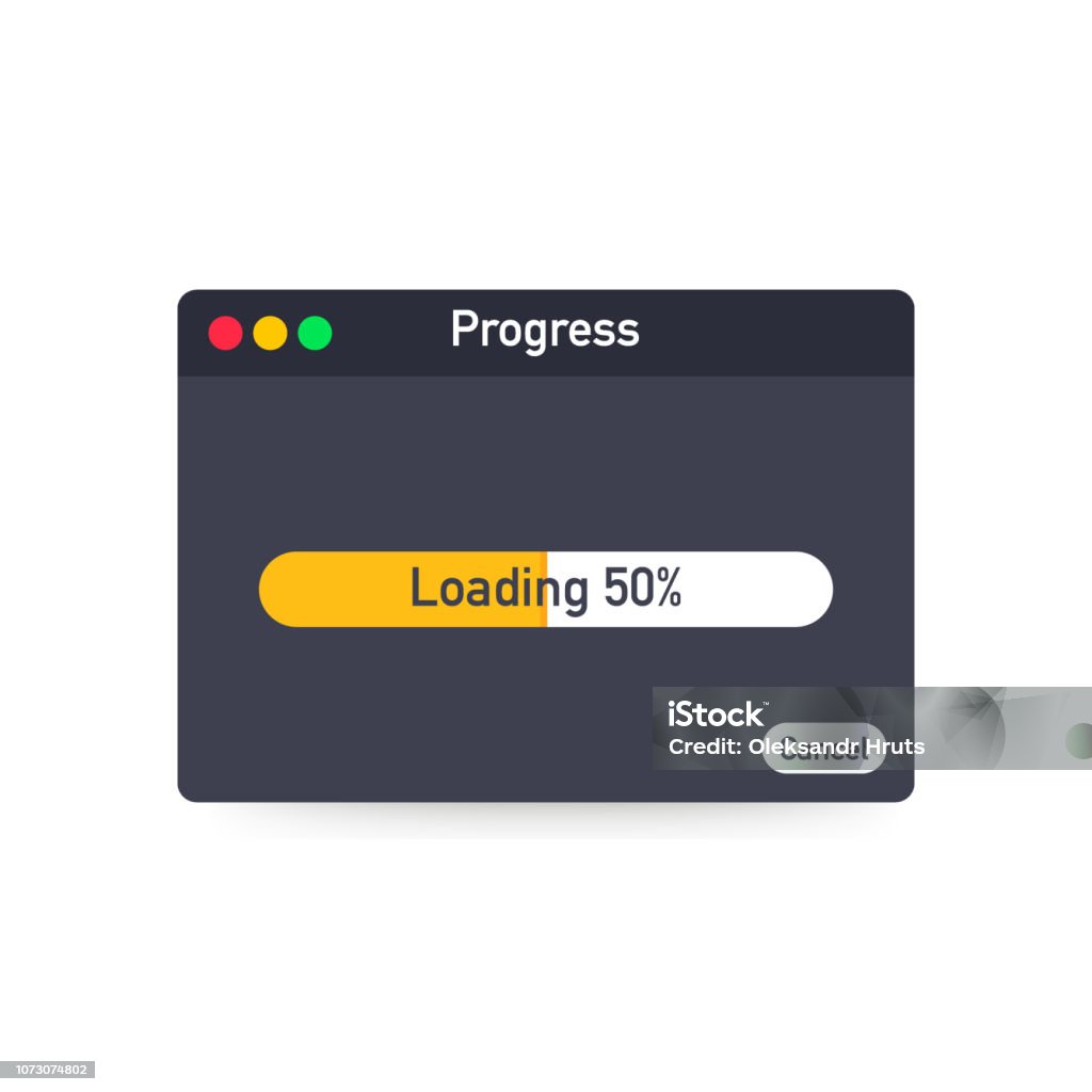 Loading Data Window With Progress Bar On White Background Vector ...