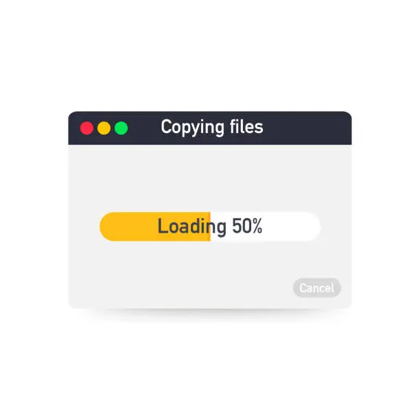 Vector illustration of Progress bar of file copying template. Vector illustration