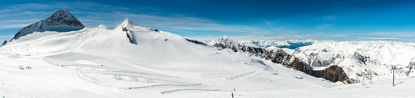 Ski slope at Hintertux Zillertal in Austria - panorama