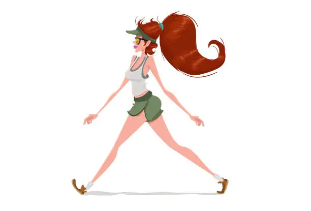 Vector illustration of Practicing walking