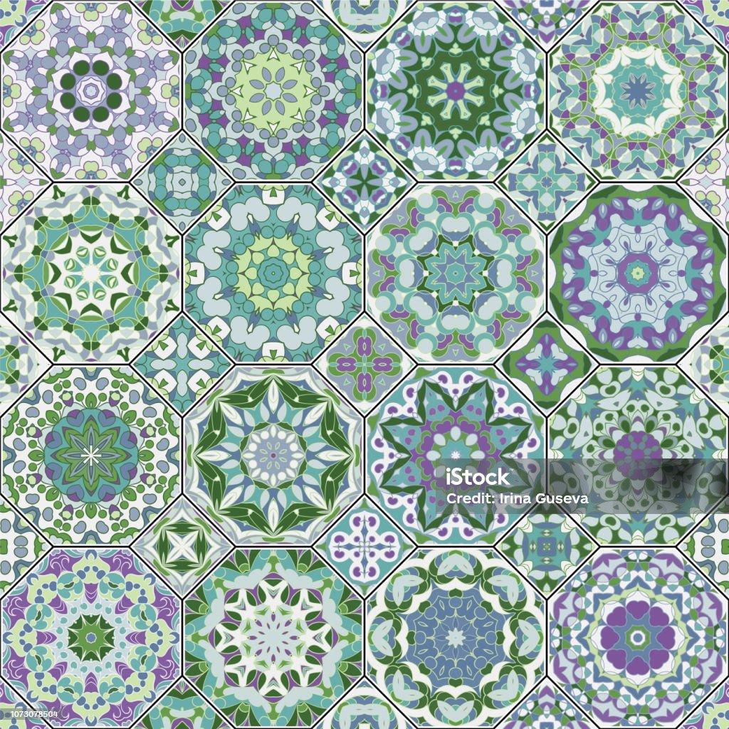 Octagonal Motif Set Of Octagonal And Square Patterns Stock Illustration - Download ...