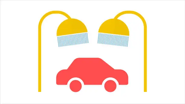 Vector illustration of Car wash, washing car icon