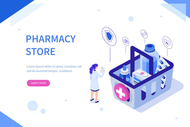 ilustraciones, imágenes clip art, dibujos animados e iconos de stock de almacén de farmacia - healthcare and medicine medical exam capsule vitamin a