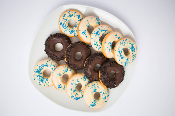 A variety of colorful donuts