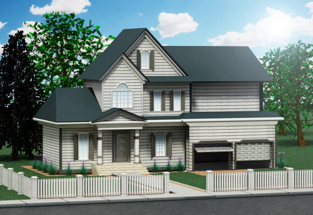 istock Classic styled luxury house against blue sky 1073110192