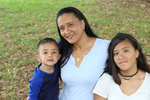 istock Single ethnic mother with two kids 1073110554