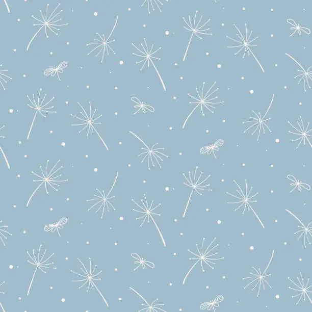 Vector illustration of Light blue modern seamless floral pattern. Good for printing. Vector wallpaper.