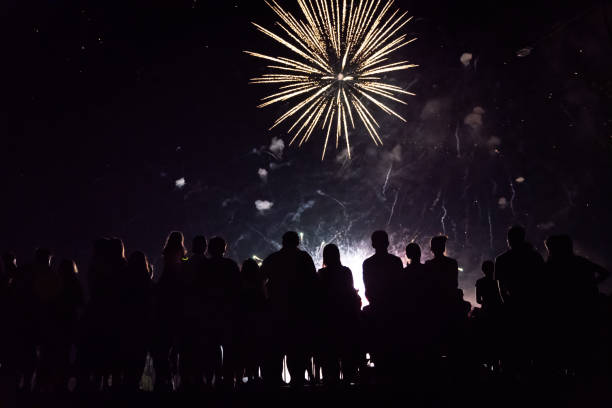istock Crowd watching fireworks and celebrating new year 1073124950