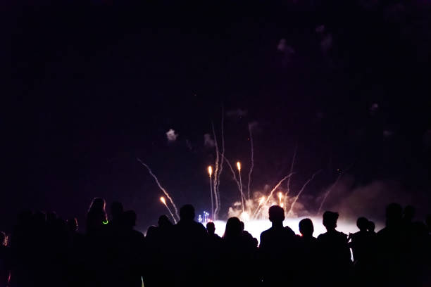 istock Crowd watching fireworks and celebrating new year 1073124996