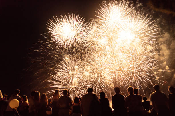 istock Crowd watching fireworks and celebrating new year eve 1073125600