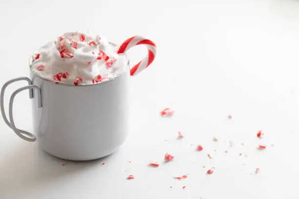 Candy canes in white mug