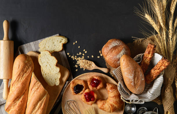 istock Homemade breads or bun, croissant and bakery 1073133394