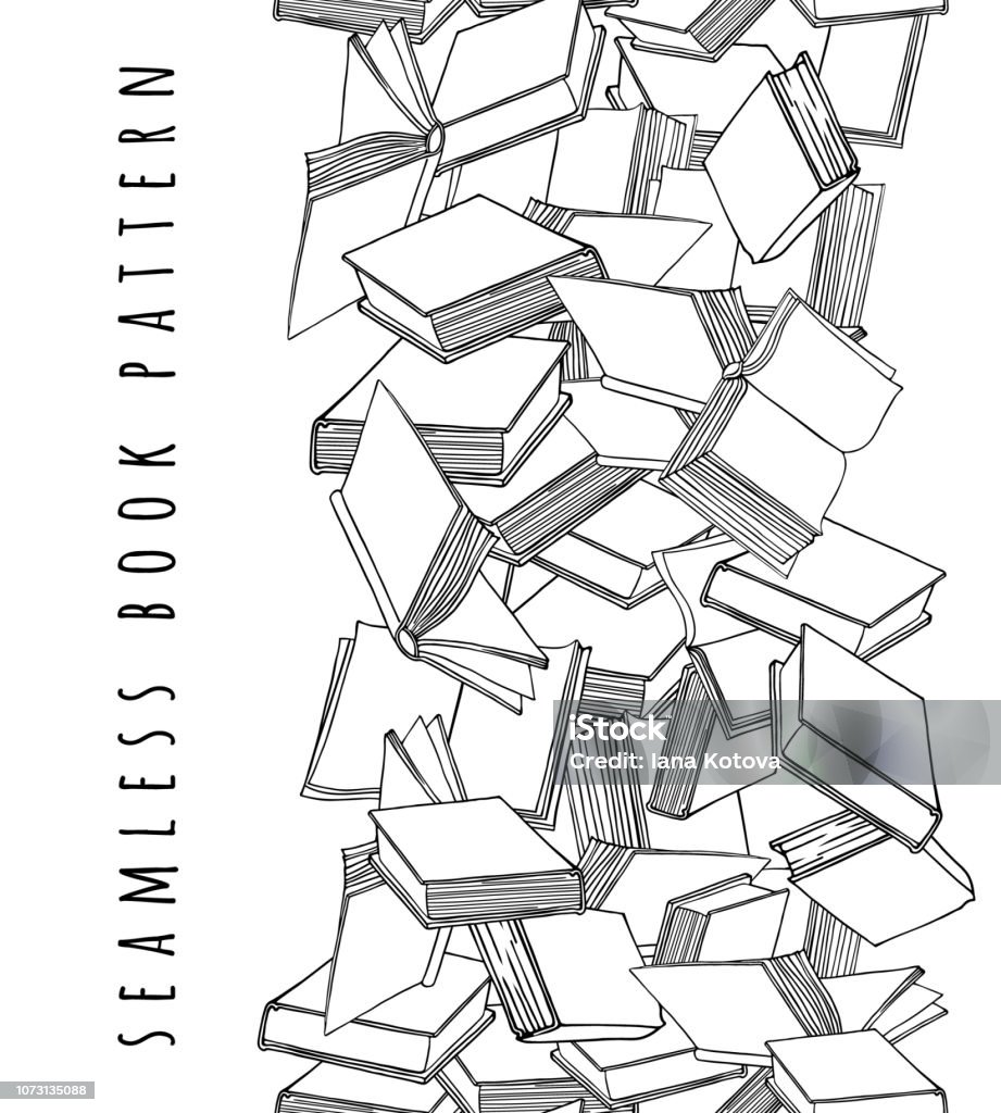 Vector Book Texture Opening Book Pattern Seamless Vertical Texture With Open And Closed Books Hand ...