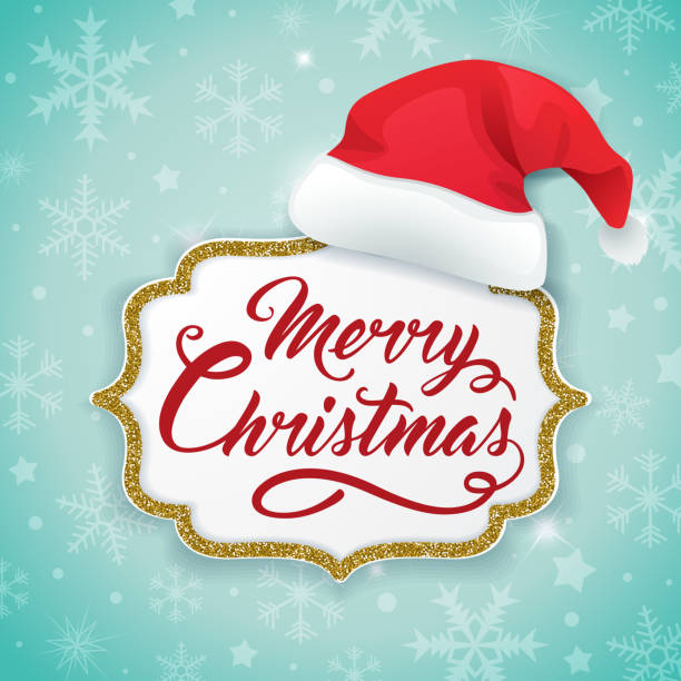 istock Christmas card with hat of Santa Claus 1073137098