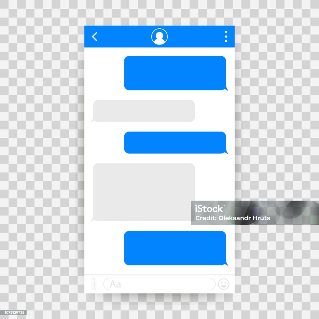 Chat Interface Application with Dialogue window. Clean Mobile UI Design Concept. Sms Messenger. Vector illustration. Chat Interface Application with Dialogue window. Clean Mobile UI Design Concept. Sms Messenger. Vector stock illustration. Text Messaging stock vector