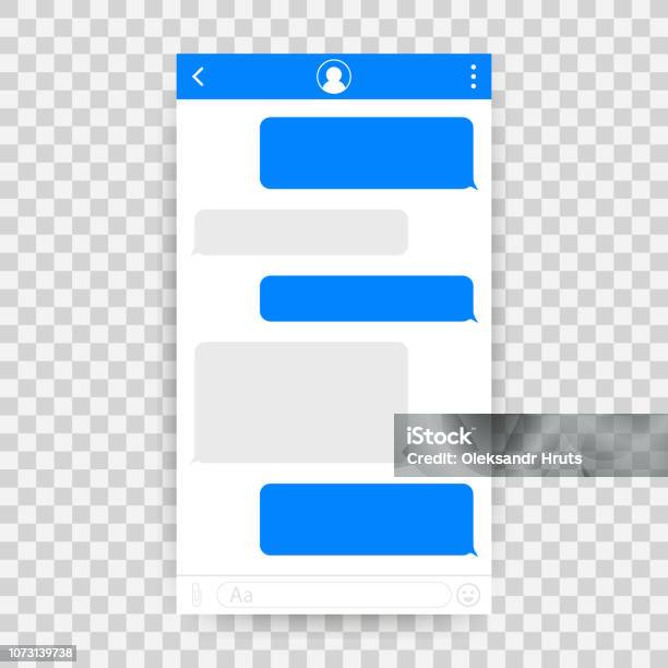 Chat Interface Application With Dialogue Window Clean Mobile Ui Design Concept Sms Messenger Vector Illustration Stock Illustration - Download Image Now