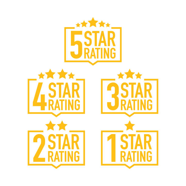 ilustrações, clipart, desenhos animados e ícones de conjunto de um selo de classificação, crachá. classificação do hotel. ilustração em vetor. - rating star shape ratings ranking