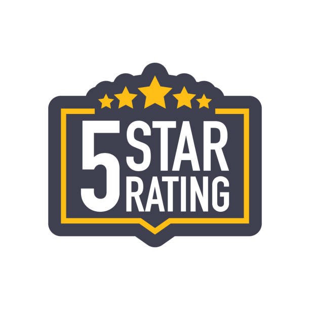 ilustrações de stock, clip art, desenhos animados e ícones de five stars rating sign in flat style. vector illustration. - five star hotel
