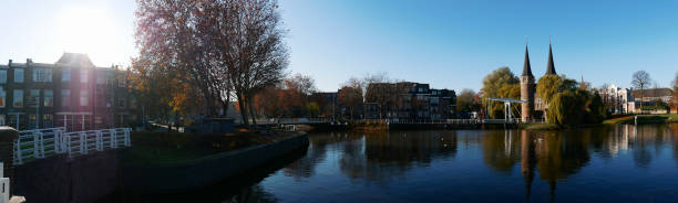Panoramic view of downtown of Delft, Netherlands