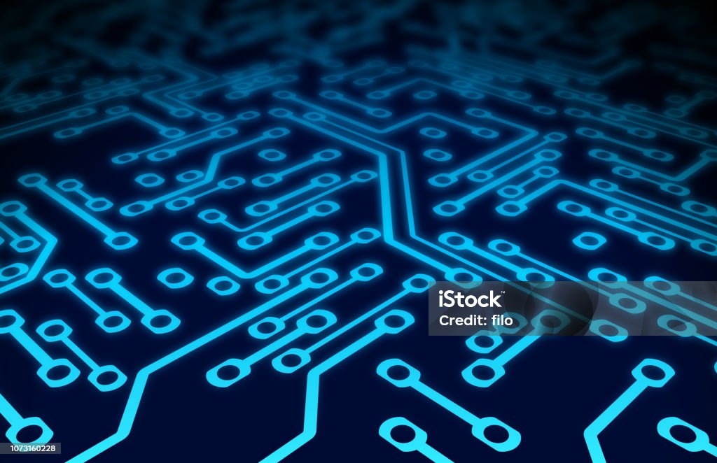 Blue Circuit Board Abstract Background Blue circuit board abstract technology background. Circuit Board stock vector