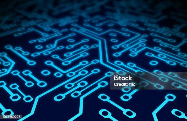 Blue Circuit Board Abstract Background Stock Illustration - Download Image Now - Circuit Board, Semiconductor, Futuristic